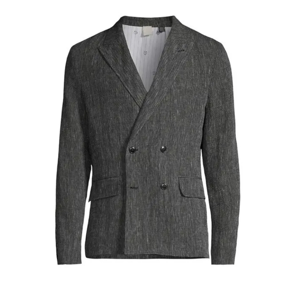 Ted Baker Sport Coat Mens Size 5(XL) Black Stripe 100% Linen Suit Blazer Jacket - Picture 3 of 14